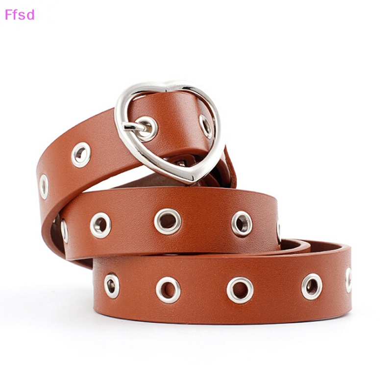 Thắt Lưng Da Khóa Kim Loại Hình Trái Tim Phong Cách Punk Cho Nữ