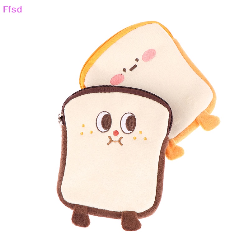 {Ffsd} Ví Đựng Tiền Xu / Tai Nghe / Chìa Khóa Bằng Lông Nhung Hình Bánh Mì Hoạt Hình Có Khóa Kéo Làm Quà