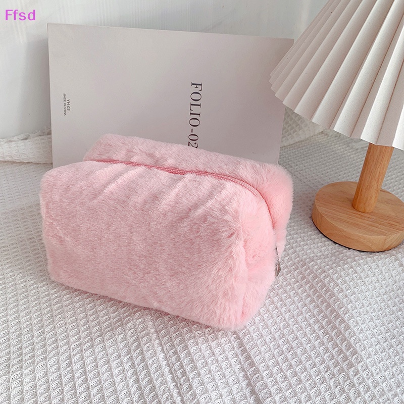 {Ffsd} Túi Đựng Mỹ Phẩm Lông Mềm Màu Trơn Dành Cho Nữ Đi Du Lịch * Bán Chạy