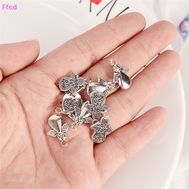 {Ffsd} Set 50 Mặt Dây Chuyền Bạc Hình Thiên Thần Tây Tạng DIY Làm Trang Sức Bán Chạy