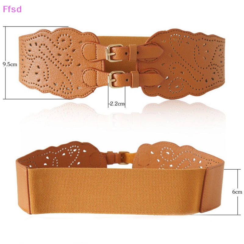 Thắt Lưng Bản Rộng Co Giãn Phối Hai Khóa Thời Trang Cho Nữ