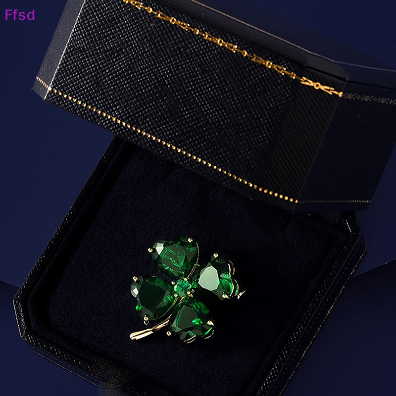 {Ffsd} Ghim Cài Áo Cố Định Bốn Lá May Mắn Retro Zircon Sáng Bóng Chống Rơi Vỡ Làm Quà Tặng Trang Sức Đầm Cưới Cho Nữ * Hàng Bán Chạy