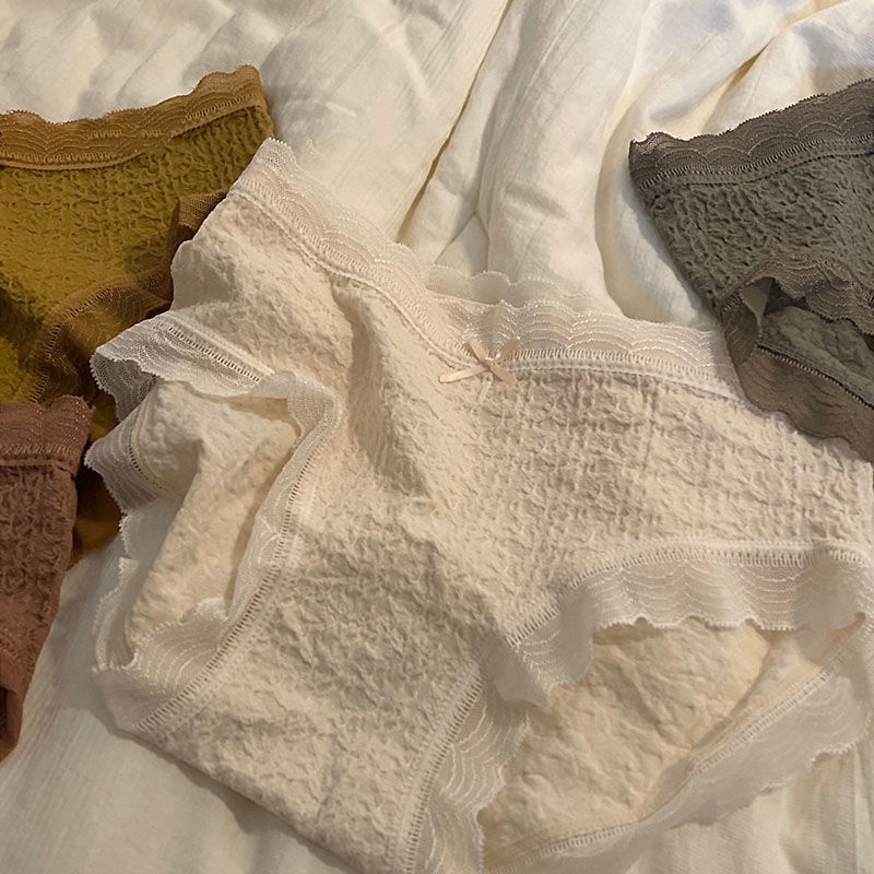 [Quần Lót Cotton Nguyên Chất Kháng Khuẩn Mềm Mại Thoáng Khí Viền Ren Lưng Vừa Gợi Cảm Có Size Lớn Cho Nữ