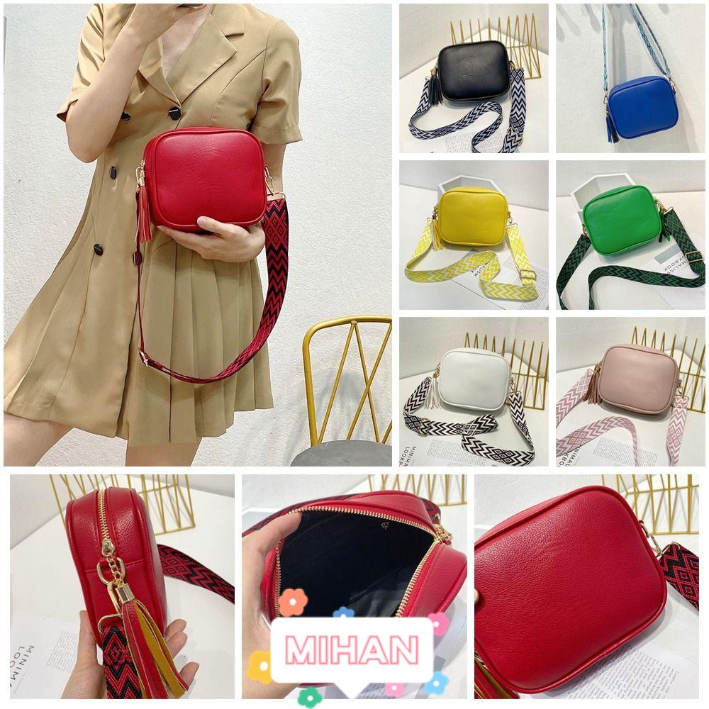 MIHAN1 Túi Đeo Chéo Da PU Màu Trơn Thời Trang Cho Nữ