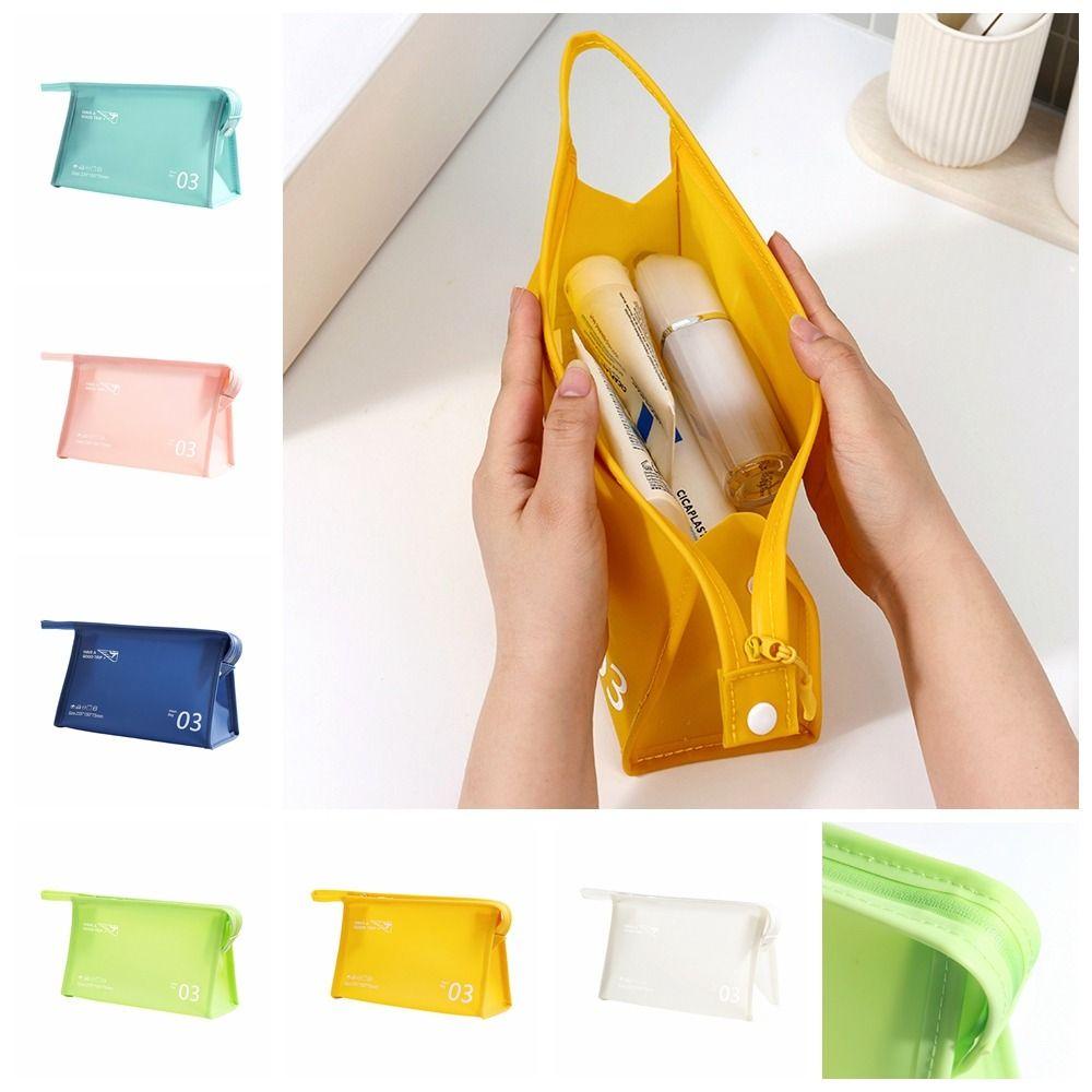 MIQUEL Túi Đựng Đồ Trang Điểm Bằng PVC Chống Nước Sức Chứa Lớn Màu Sắc Đơn Giản Dành Cho Học Sinh