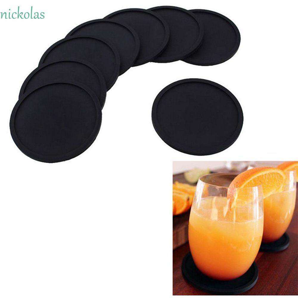 NICKOLAS Đế Lót Ly Hình Tròn Bằng Silicon Màu Đen Siêu Bền Tiện Dụng Cho Nhà Bếp / Quầy Bar