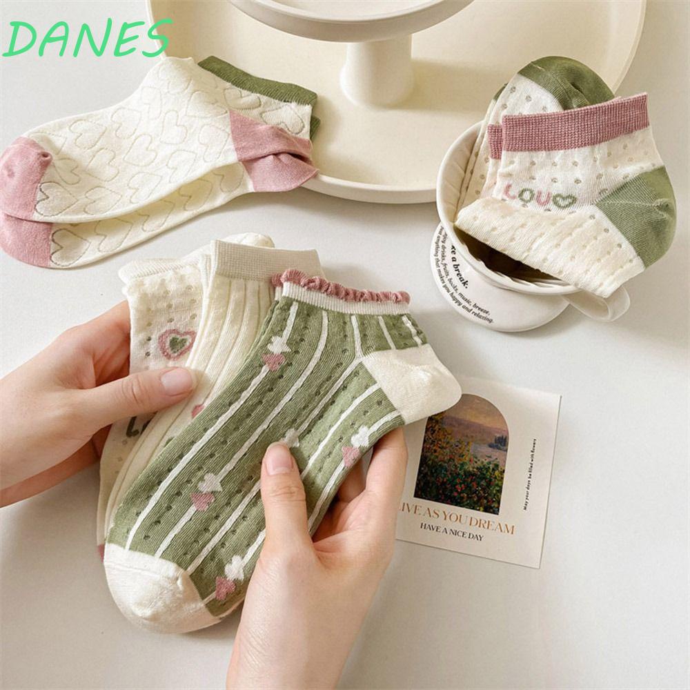DANES Đôi Tất Lưới Đính Trái Tim Xinh Xắn Cho Nữ