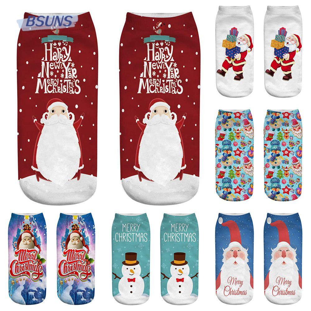 BSUNS Vớ Giữ Ấm Họa Tiết Hoạt Hình Phong Cách Giáng Sinh