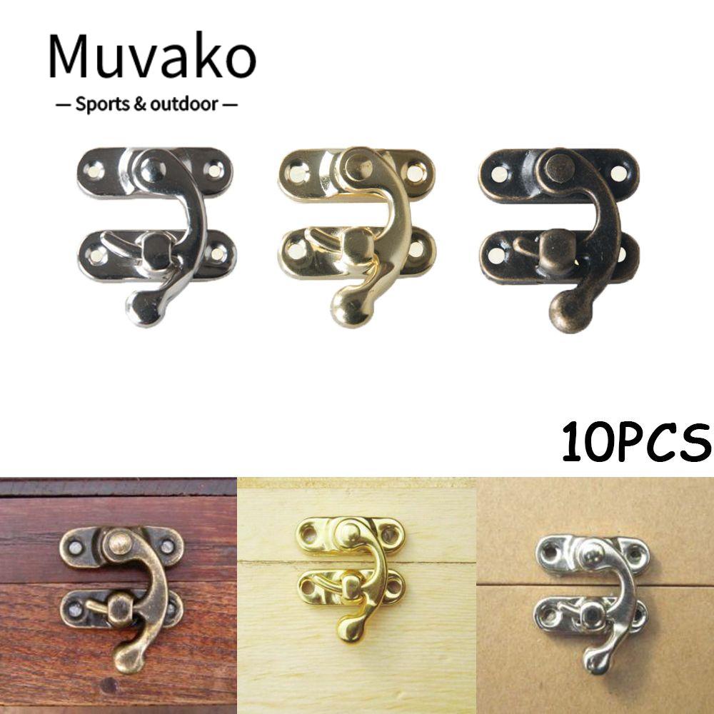 MUVAKO Set 10 Khóa Hộp Gỗ Bằng Kim Loại Phong Cách Vintage