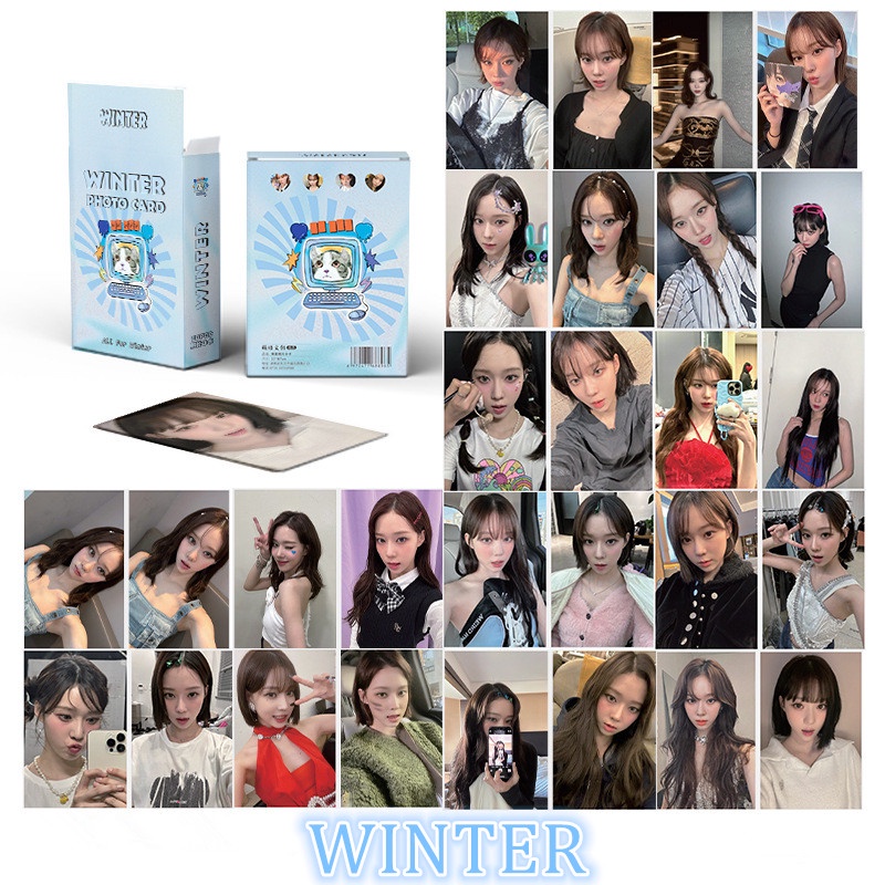 50pcs/box WINTER AESPA Photocards Album Laser Lomo Cards Solo Kpop Collection New Arrivals