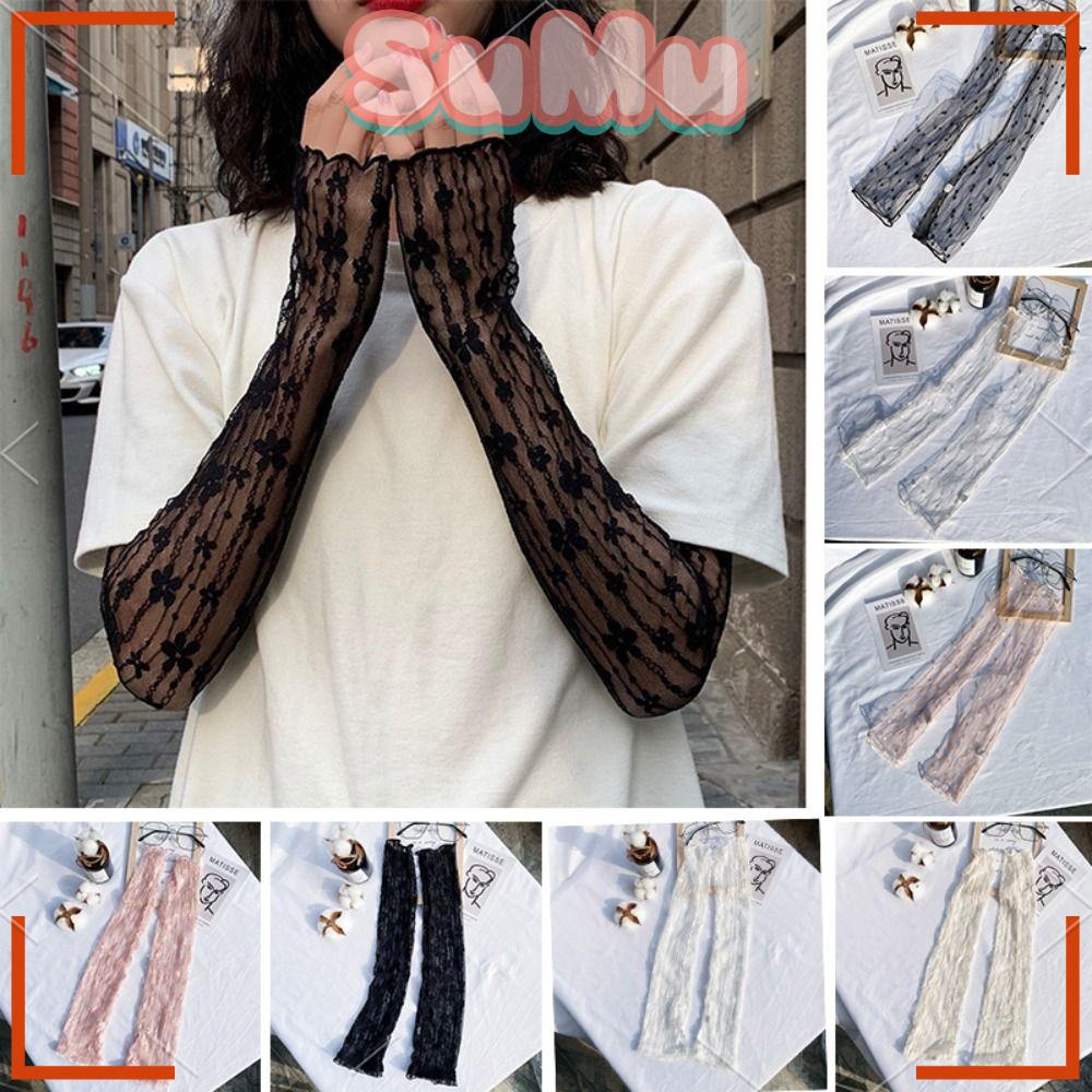 SUMU Găng Cánh Tay Chống Nắng Phối Ren Lưới Thời Trang Mùa Hè