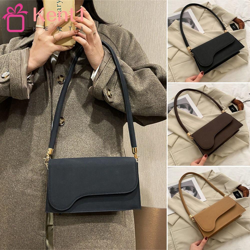 KENT1 Túi Đeo Vai / Kẹp Nách Bằng Da PU Màu Trơn Sức Chứa Lớn Thời Trang Cho Nữ