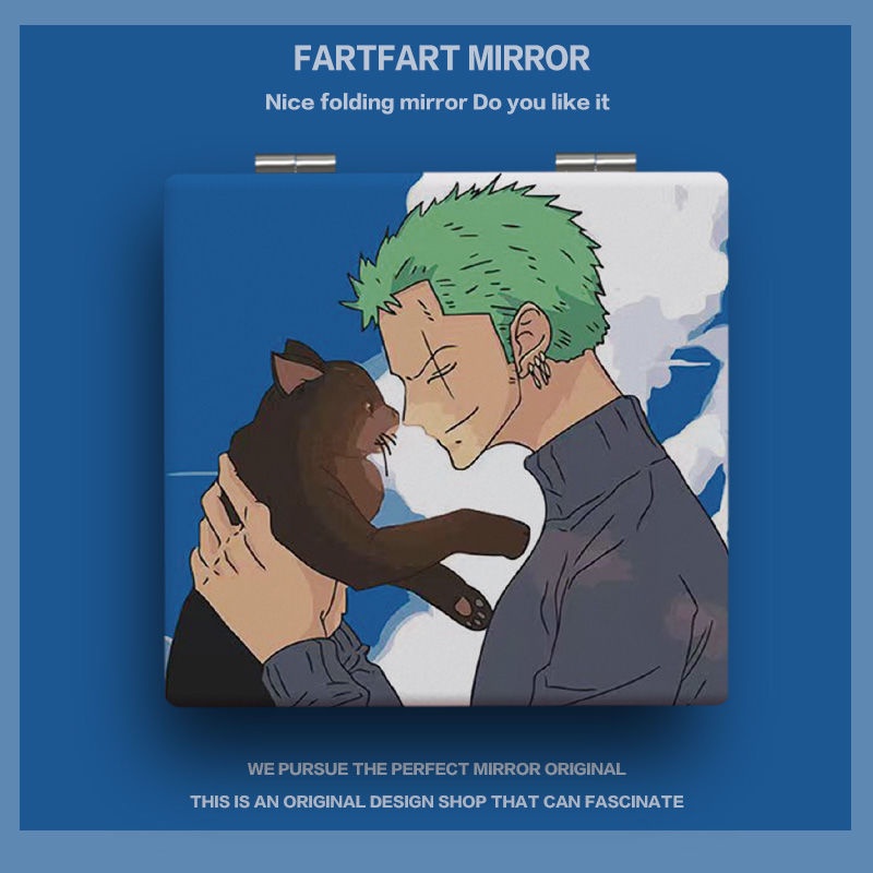Gương Trang Điểm Mini Gấp Gọn Họa Tiết Hoạt Hình One Piece Đẹp Mắt
