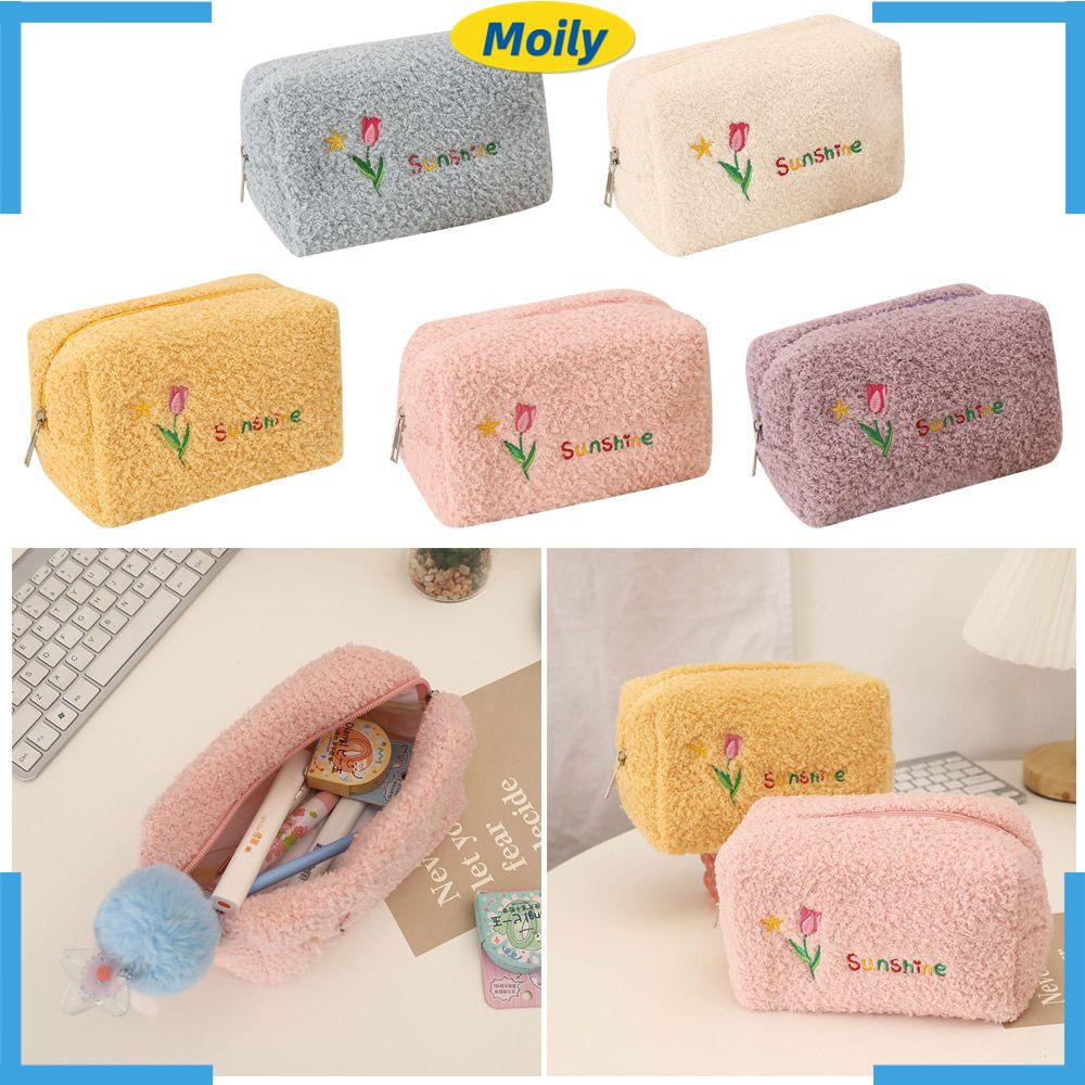 MOILYVN Túi Đựng Mỹ Phẩm Phối Lông Mềm Mại Tiện Dụng Mang Đi Du Lịch