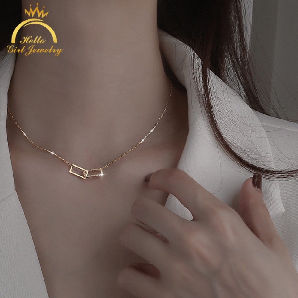 Dây chuyền mặt vuông đính đá thời trang dành cho nữ