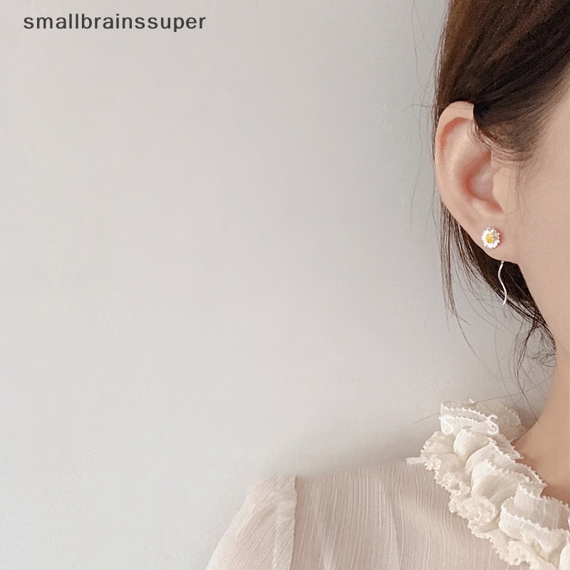 1 Đôi Bông Tai Bạc Dáng Dài Hình Hoa Cúc Phối Tua Rua Thời Trang Cho Nữ SBS