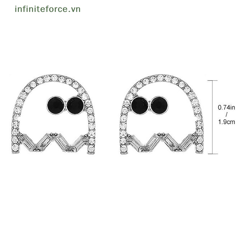1 Đôi Bông Tai Hình Con Ma Đính Đá Đen Vui Nhộn Sáng Tạo Dành Cho Nữ Hóa Trang Halloween