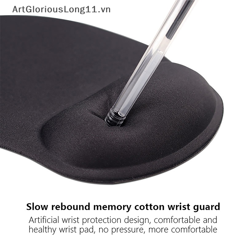 Tấm Lót Chuột Màu Đen Có Đệm Kê Cổ Tay Chống Trượt Cho PC Laptop