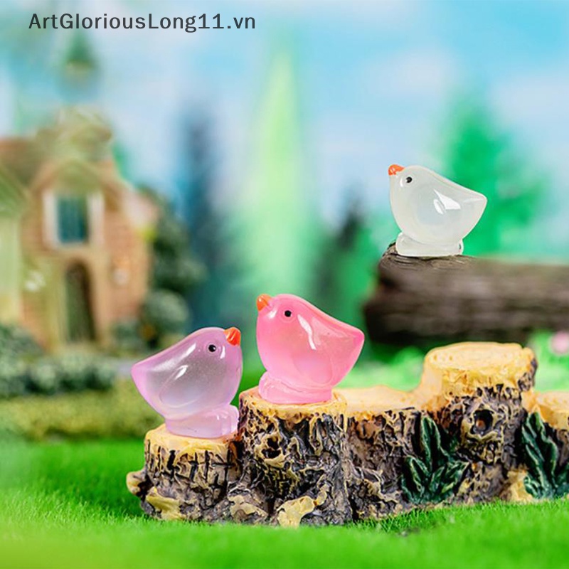 Set 1 / 5 Chú Gà Con Mini Bằng Nhựa Resin Màu Vàng Dạ Quang Trang Trí Bảng Điều Khiển Xe Hơi DIY