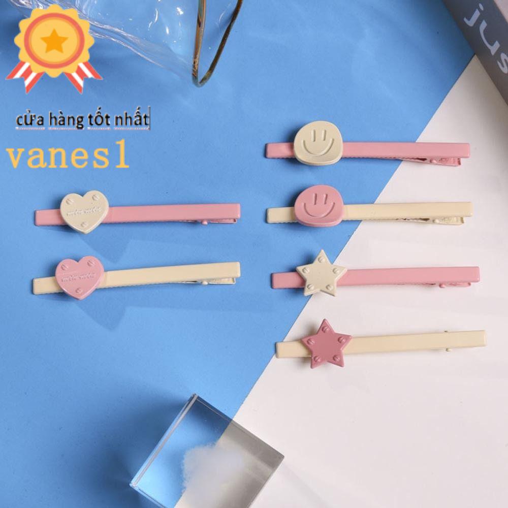 VANES1 Kẹp Tóc Y2K Hình Ngôi Sao / Mặt Cười / Trái Tim Phong Cách Hàn Quốc Ngọt Ngào Cho Bé Gái