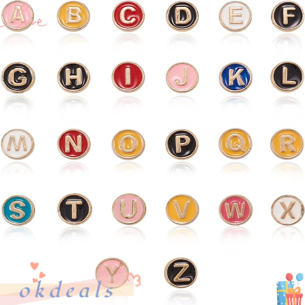 OKDEALS Set 52 Hạt Tròn 8mm Bằng Hợp Kim Tráng Men Nhiều Màu Sắc Dùng Làm Vòng Cổ