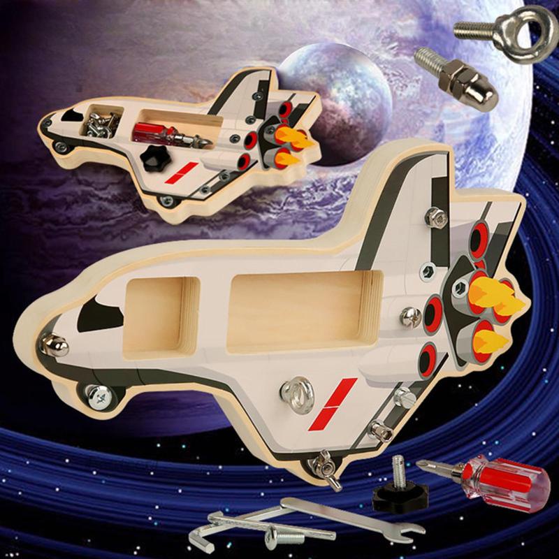 Bộ Tua Vít Bảng Hình Tàu Không Gian Montessori Cho Bé Trai Mầm Non