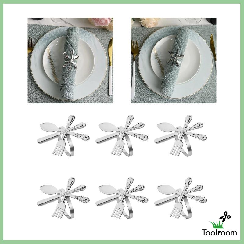 Bộ 6 Vòng Nhẫn Kim Loại Cố Định Khăn Ăn Tiện Dụng