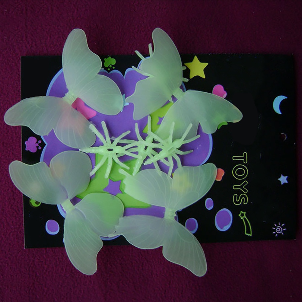 Bộ 4 Miếng Dán Tường Hình Bướm Dạ Quang Phát Sáng Trong Đêm Trang Trí Phòng Trẻ Em