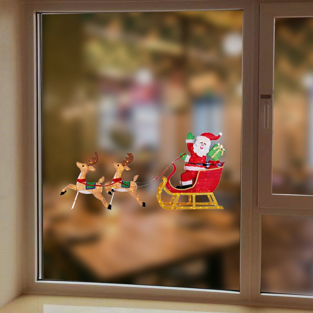 Miếng Dán Trang Trí Cửa Sổ Tự Dính Họa Tiết Tuần Lộc Giáng Sinh Dễ Tháo Rời