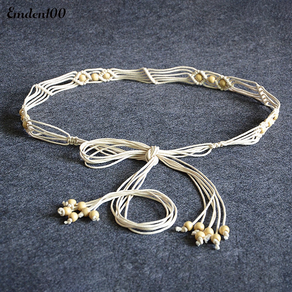 Thắt Lưng Dây Bện Xỏ Hạt Thủ Công Phong Cách Bohemia Cho Nữ
