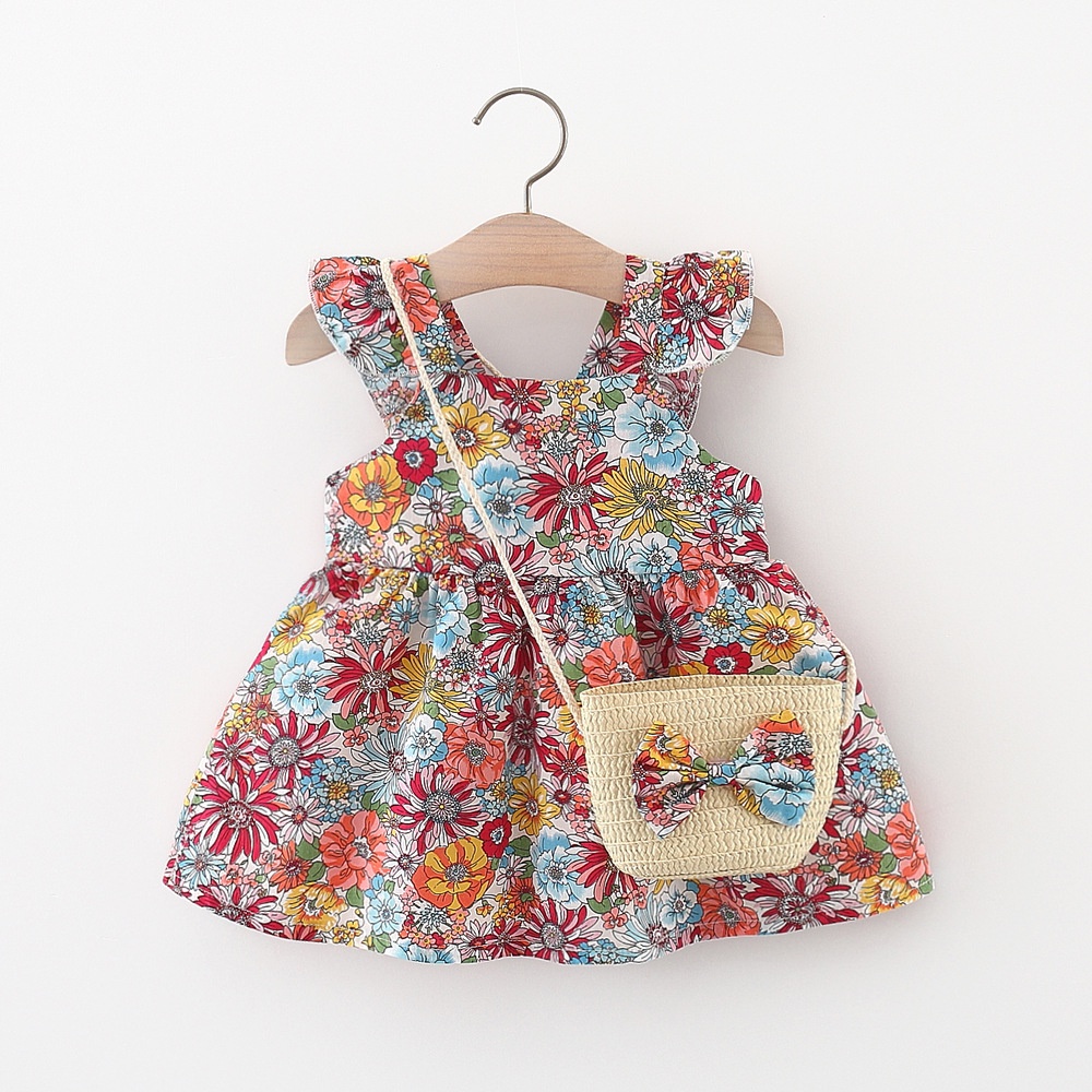 Đầm Công Chúa Mùa Hè Bằng Cotton Tay Bay In Hoa Mẫu Mới 2023 Dành Cho Bé Gái