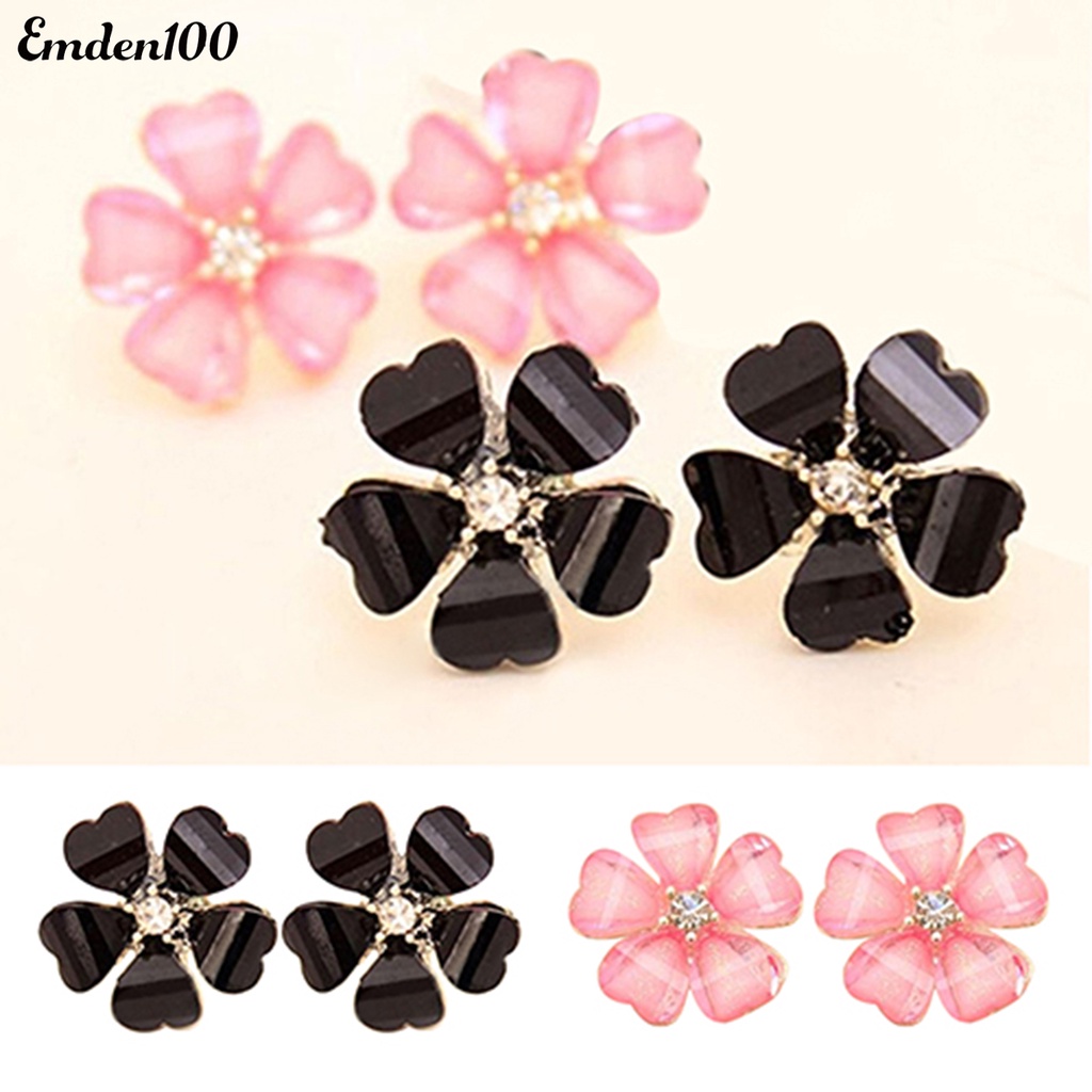 Bông Tai Hình Cánh Hoa Bằng Hợp Kim Đính Đá Lấp Lánh Cho Nữ