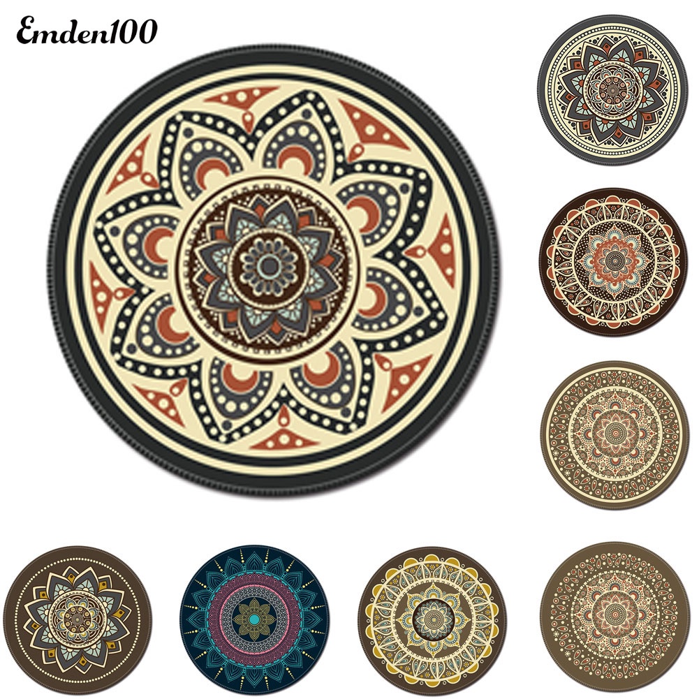 Miếng Lót Chuột Chống Trượt Hình Tròn In Hình 3D Phong Cách Bohemian