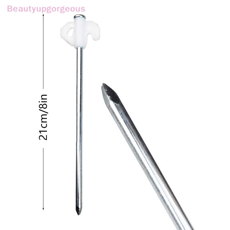 Bộ 4 Đinh Cắm Trại Bằng Thép 21CM Độ Bền Cao Có Lỗ Gắn Đất Trắng