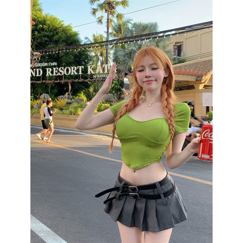 Áo Thun Ngắn Tay Ôm Dáng Thiết Kế Độc Đáo Thời Trang Cho Nữ