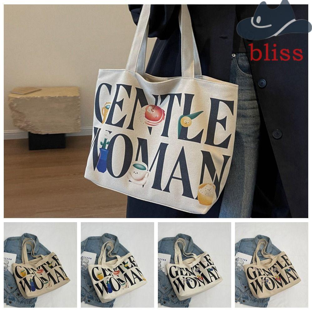 BLISS Túi Vải Canvas In Chữ Phong Cách Thái Lan Thời Trang Cho Nữ