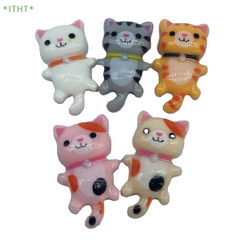 Set 10 Tượng Mèo Hoạt Hình Mini Bằng Resin Resin DIY Mới