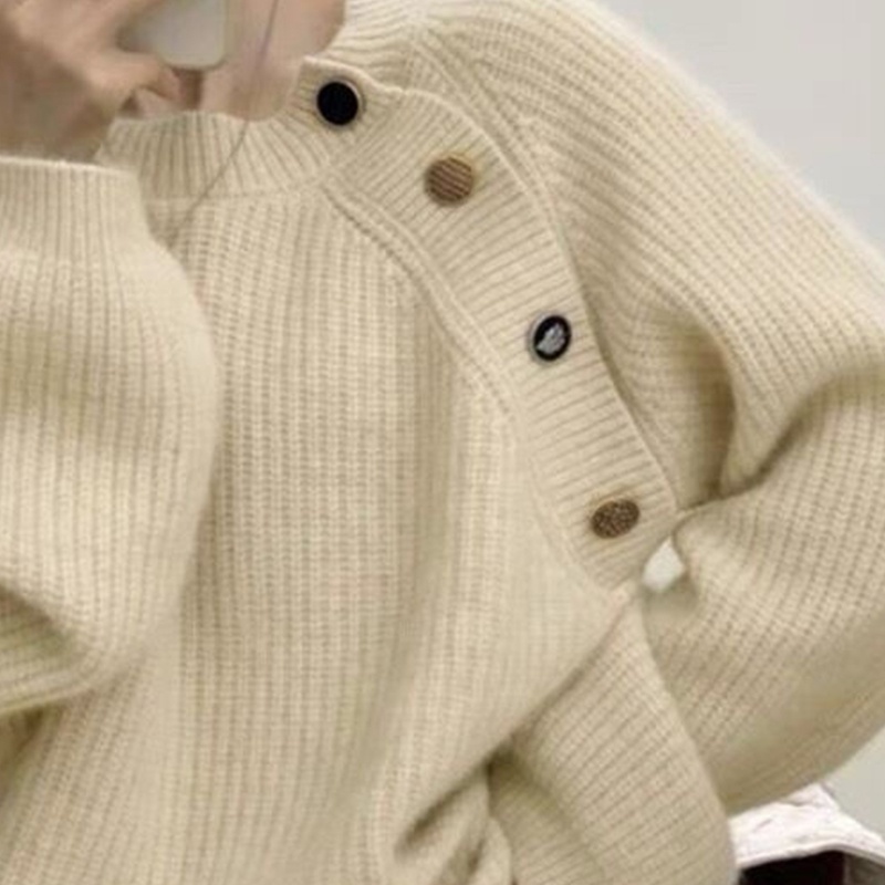 Zhu Xia Áo Sweater Dệt Kim Chui Đầu Cài Khóa Chéo Phong Cách Mori Cổ Điển Thời Trang Cho Nữ