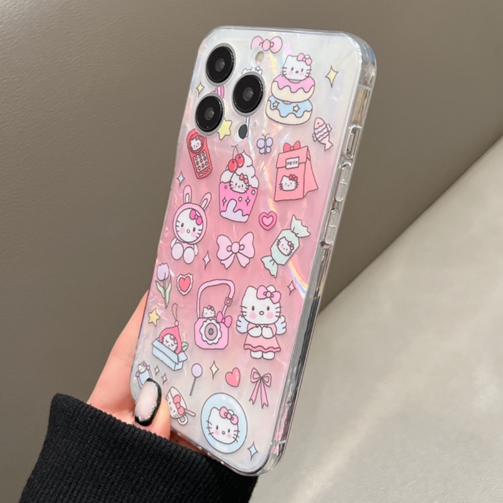 Ốp Điện Thoại TPU Mềm Chống Bụi Chống Sốc Màu Laser In Hình Hello Kitty Dễ Thương Cho IPhone 11 12 13 14 Pro Max