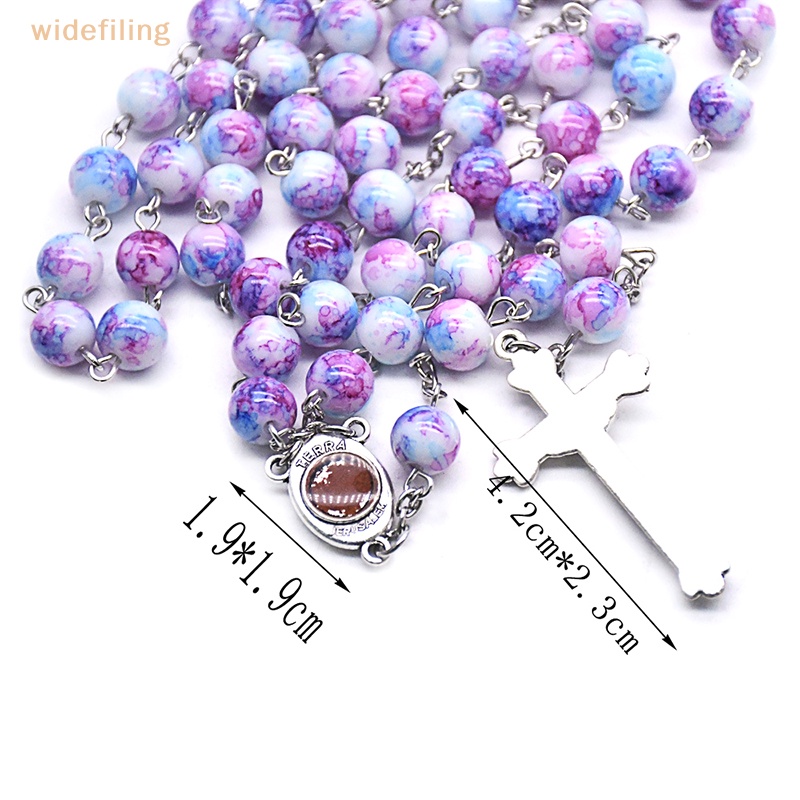 Vòng Cổ Chuỗi Hạt Thủy Tinh 8mm Mặt Thánh Giá Thời Trang Cho Nam Và Nữ