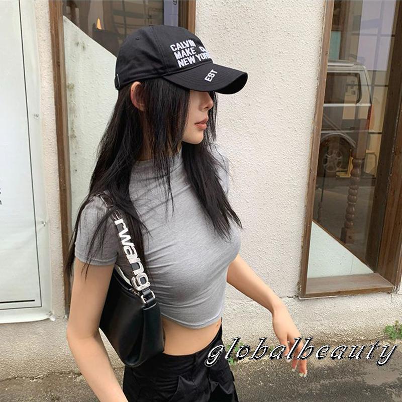 Áo Croptop Tay Ngắn Màu Sắc Đơn Giản Dành Cho Nữ