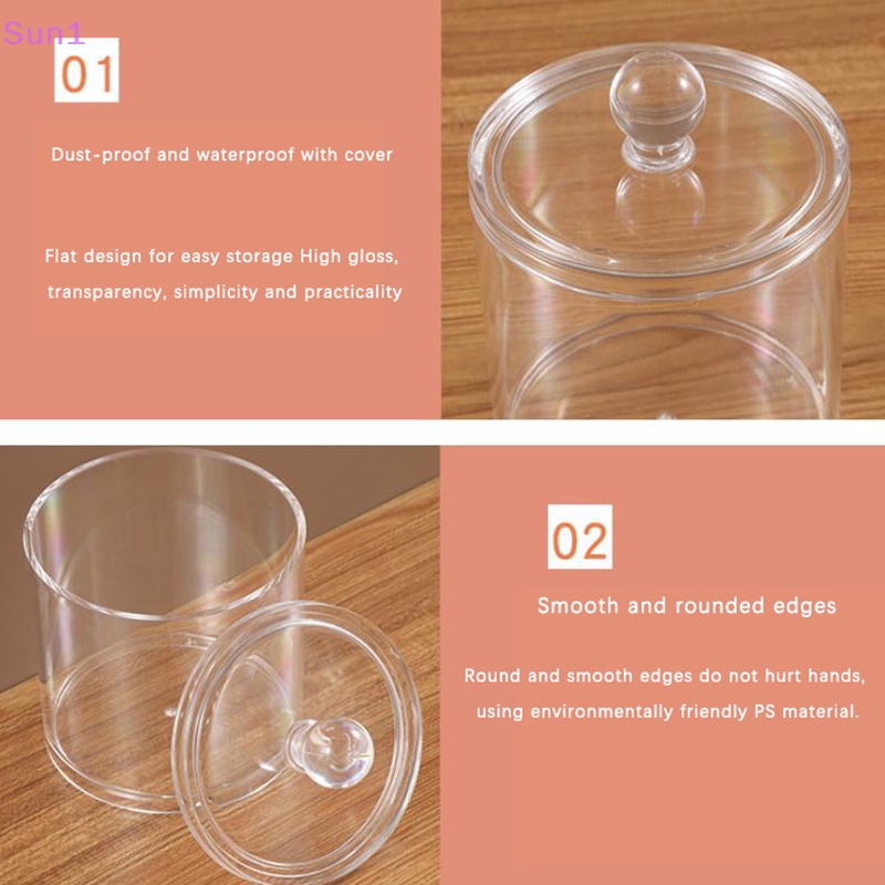 Sun1 &gt; Hộp Đựng Tăm Bông Bằng Acrylic Trong Suốt Hình Tròn Có Nắp Đậy
