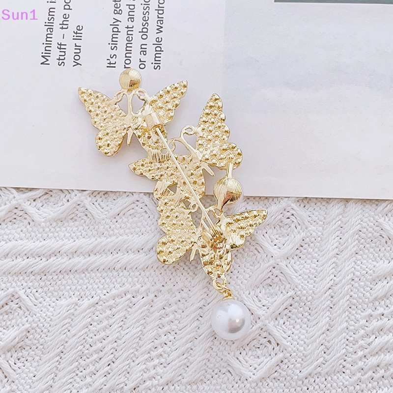 Ghim Cài Áo Hình Bướm Đính Ngọc Trai Nhân Tạo Thời Trang Sun1 > >