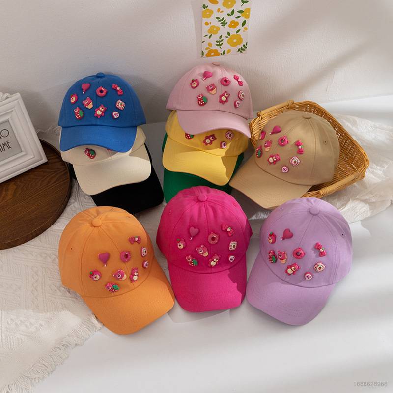 Mũ Lưỡi Trai Thoáng Khí Chống Nắng Họa Tiết Gấu Dâu Tây Dễ Thương