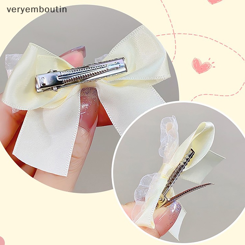 Kẹp Tóc Đính Nơ Lưới Thời Trang Ngọt Ngào Cho Bé Gái