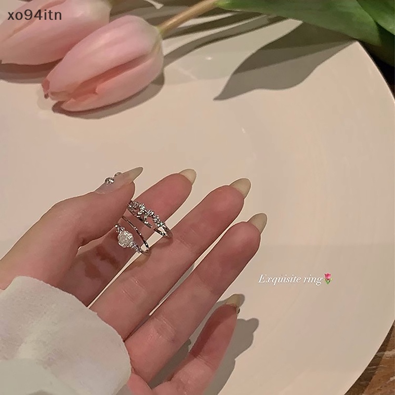 Tn Nhẫn Dạng Hở Hình Nơ Hoa Đính Đá Zircon Màu Bạc Sáng Bóng Ngọt Ngào Có Thể Điều Chỉnh Cho Nữ n