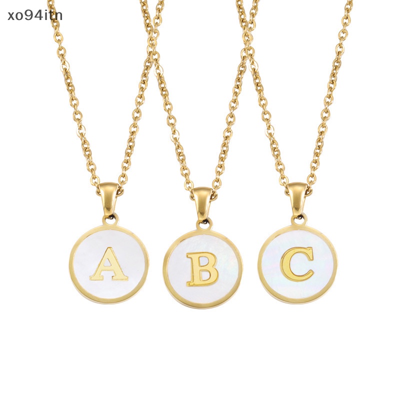Vòng cổ Mặt Chữ Cái Từ A-Z Tráng Men Màu Trắng Phong Cách Tối Giản Cho Nam Và Nữ