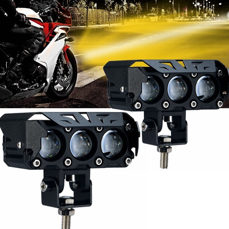 Đèn Pha LED Hai Màu Sắc Trắng / Vàng Chuyên Dụng Cho Xe Mô Tô