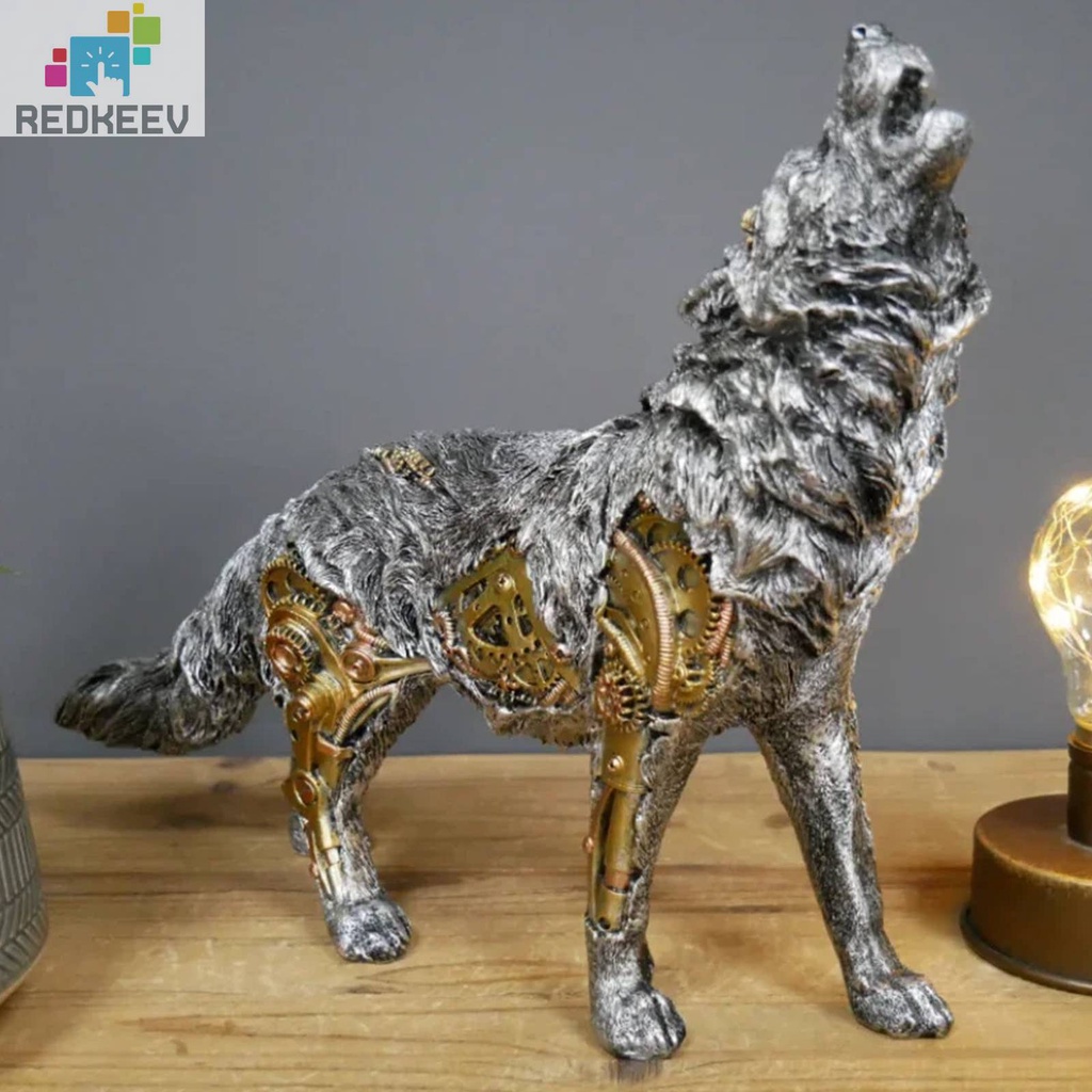 Mô Hình Chú Chó Bằng Nhựa Resin Phong Cách Steampunks Độc Đáo Dùng Trang Trí