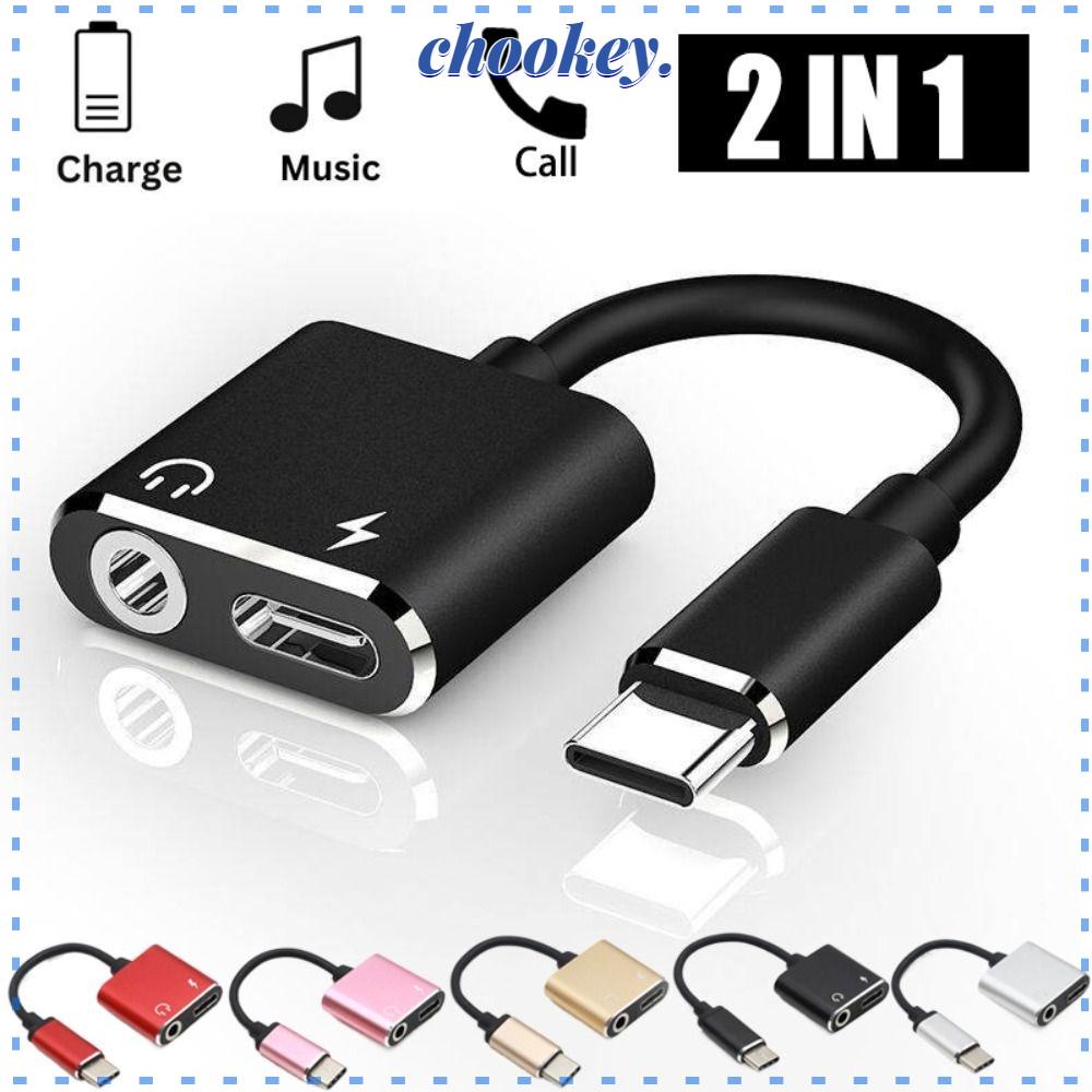 CHOOKEY Đầu Chuyển Đổi Cổng Type-C Sang Cổng Âm Thanh Aux 3.5mm 2 Trong 1 Bằng Nhôm Siêu Bền Tiện Dụng Cho Xiaomi